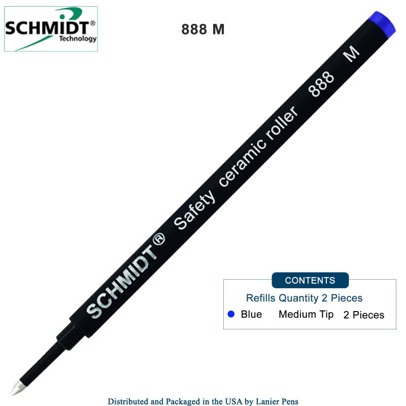 Schmidt 2 Pack - Blue-Schmidt 888 Medium Rollerball Refill - Image 2